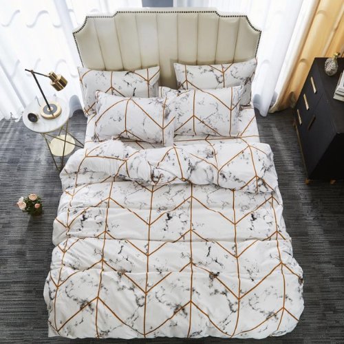 Queen/Double size bedding set of 6 pieces, marble design. - BusDeals