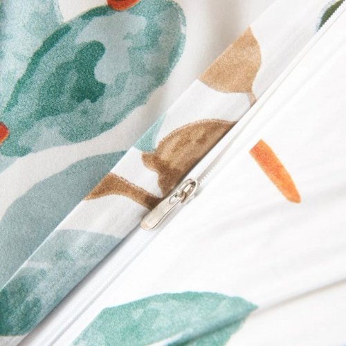 Queen/Double size Bedding Set without filler 6 pieces , Green Color Leaves Design - BusDeals