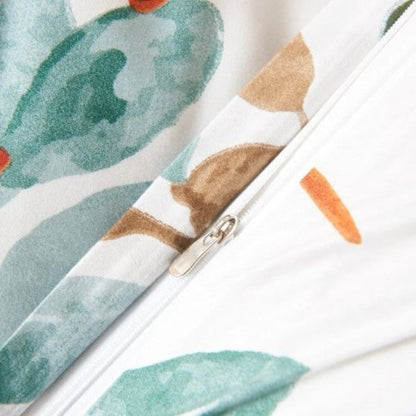 Queen/Double size Bedding Set without filler 6 pieces , Green Color Leaves Design - BusDeals