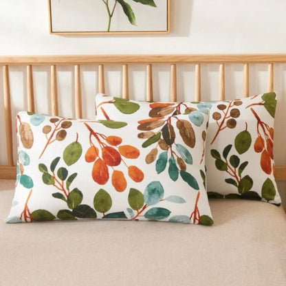 Queen/Double size Bedding Set without filler 6 pieces , Green Color Leaves Design - BusDeals
