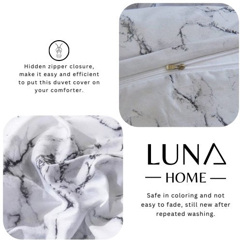 Queen/Double size marble design, bedding set of 6 pieces. - BusDeals