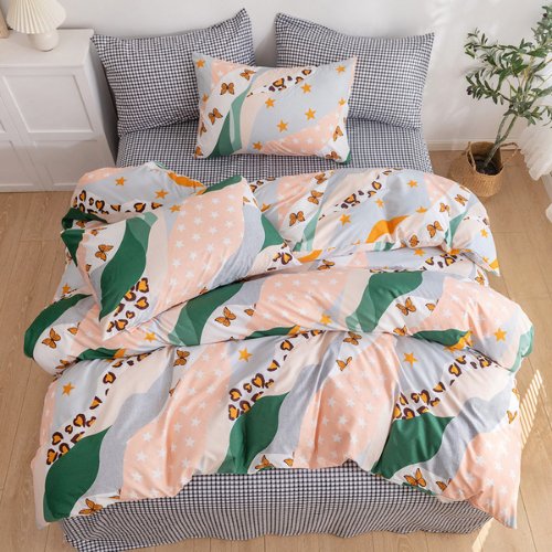 Queen/Double size Without filler 6 pieces, Stars and butterfly design, Bedding Set - BusDeals