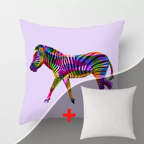 Rainbow Zebra Print, Cushion Cover. - BusDeals
