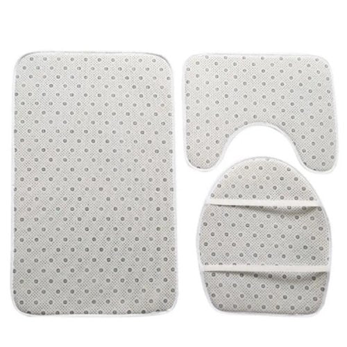 Set Of 3 Pcs, Bath Mat Set for Bathroom, Blue Color Gold Fish Design. - BusDeals