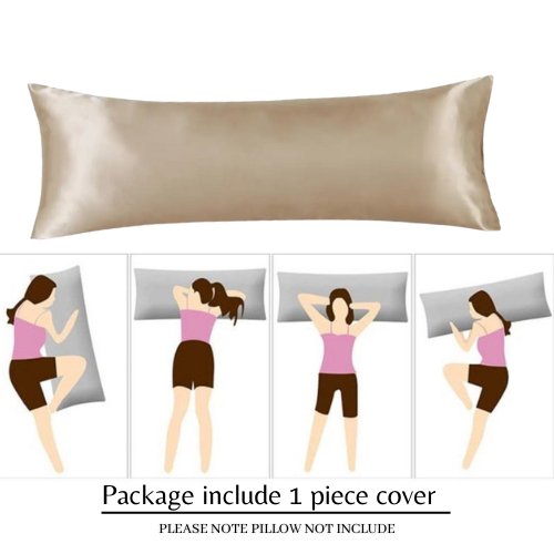 Silky Satin, 1-Piece Pillow Cover Case, Plain Beige. - BusDeals