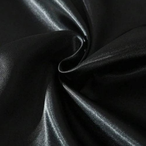 Silky Satin, 1-Piece Pillow Cover Case, Plain Black. - BusDeals