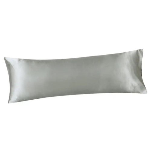 Silky Satin, 1-Piece Pillow Cover Case, Plain Silver Color. - BusDeals