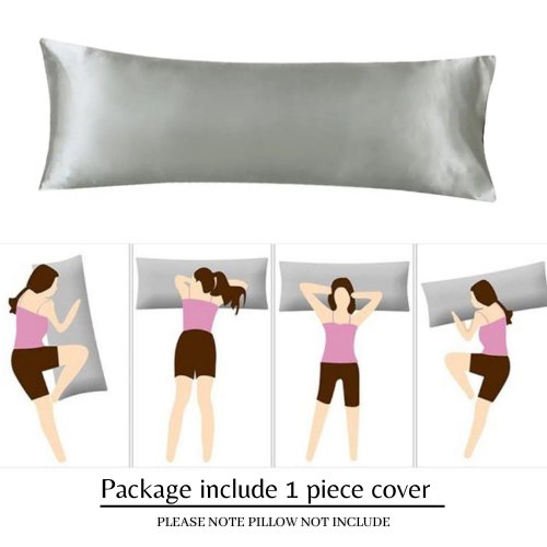 Silky Satin, 1-Piece Pillow Cover Case, Plain Silver Color. - BusDeals