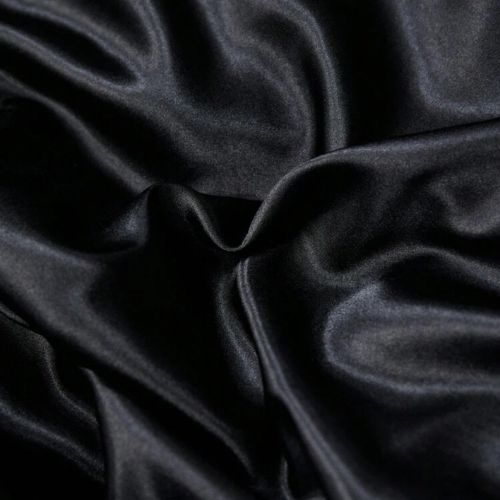 Silky Satin, King Size 6-Piece Bedding Set, Plain Black Color. - BusDeals