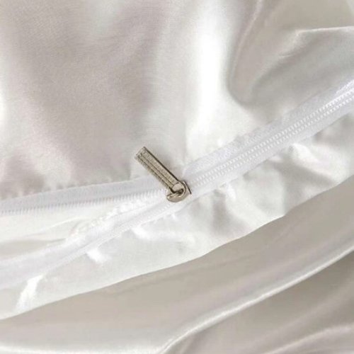 Silky Satin, King Size 6-Piece Duvet Cover Set, Plain White Color. - BusDeals