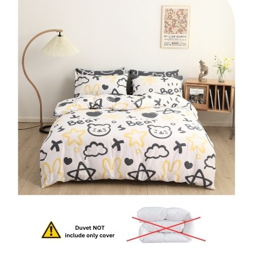 Single size 4 pieces, bear with yellow stars design. - BusDeals