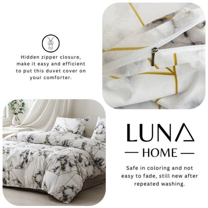 Single size 4 pieces Bedding Set without filler, Geometric Marble Design - BusDeals