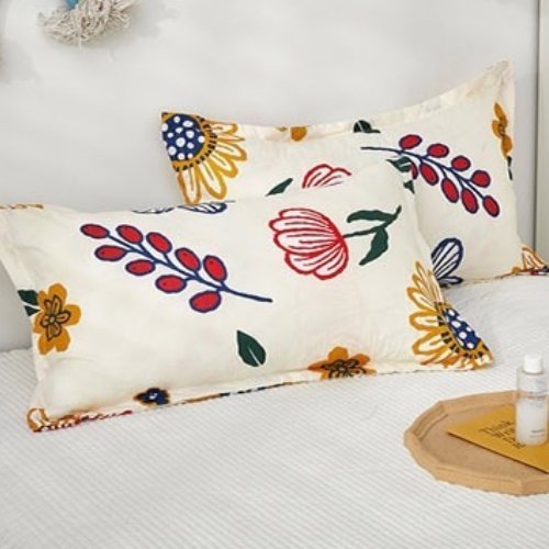 Single size 4 pieces Bedding Set without filler, Summer Flowers Design - BusDeals