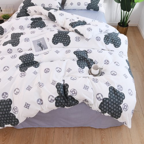 Single size 4 pieces Bedding Set without filler, Teddy Bear Design - BusDeals