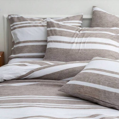 Single Size 4 pieces, Light Brown Stripe Design Bedding set. - BusDeals