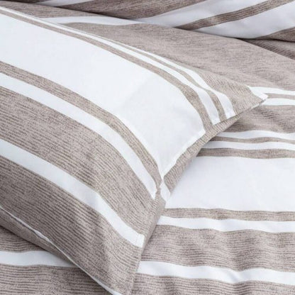 Single Size 4 pieces, Light Brown Stripe Design Bedding set. - BusDeals