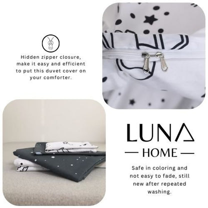 Single size 4 pieces, white with black space print. - BusDeals