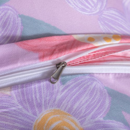 Single size 4 pieces Without filler, Flower design purple color, Bedding Set - BusDeals