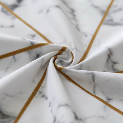 Duvet cover set with geometric pattern and high-quality zipper, featuring Luna Home branding.