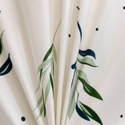 Single Size 4 Pieces Without filler, Reversible Duvet cover Set With Small Green Leaves design - BusDeals