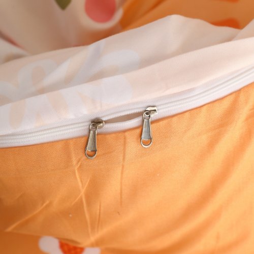 Single size bedding set 4 pieces without filler, Flower design orange color - BusDeals