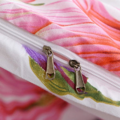 Single Size Bedding Set 4 Pieces Without Filler, Pink floral design, Bedding Set - BusDeals