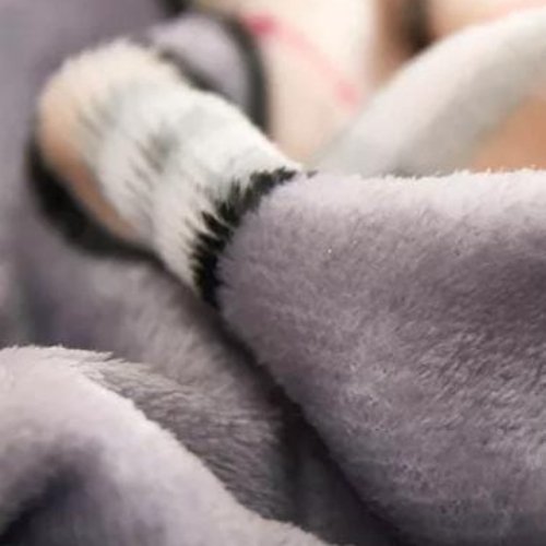 Soft fleece blanket, Happy bear design gray color - BusDeals