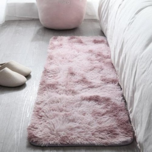 Soft plush furry floor mat, Dark pink color - BusDeals