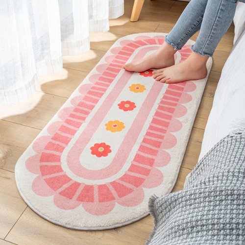 Soft Water Absorbent Oval Shape Carpet, Flower Design - BusDeals