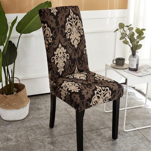 Stretchable Chair Cover, Bohemia Design Brown Color. - BusDeals