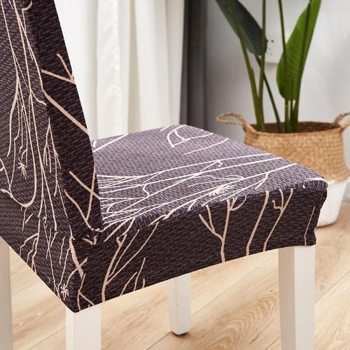 Stretchable Chair cover, Brown Color, Tree Design. - BusDeals