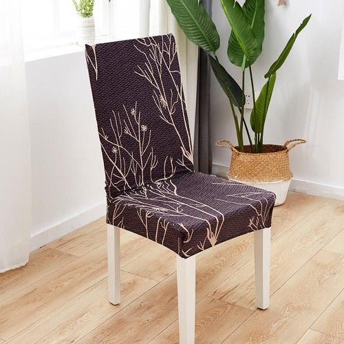 Stretchable Chair cover, Brown Color, Tree Design. - BusDeals