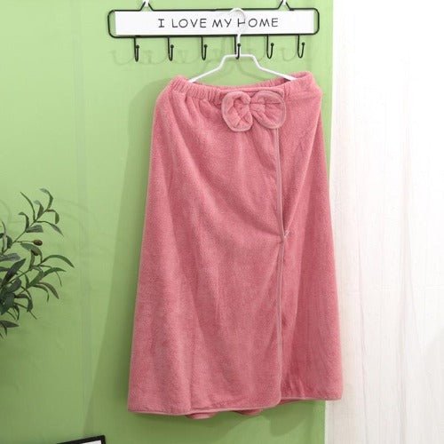 Super soft absorbent bathrobe with bow design, Old rose color - BusDeals