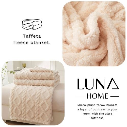 Taffeta fleece blanket super soft ivory color. - BusDeals