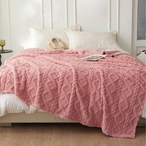 Taffeta fleece blanket super soft old rose color. - BusDeals