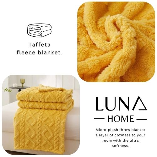 Taffeta fleece blanket super soft yellow color. - BusDeals