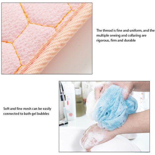 Three piece set thick rubbing pull bath ball towel - Pink color - BusDeals