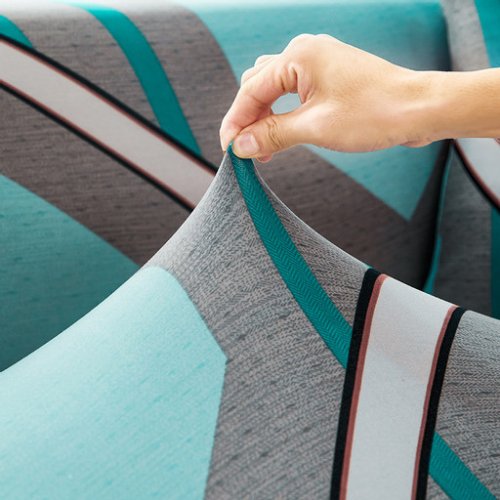 Three Seater Sofa Cover, Geometric Printed Interior. - BusDeals