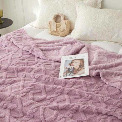 Throw Blanket Super Soft, Purple Color, Woven Style. - BusDeals