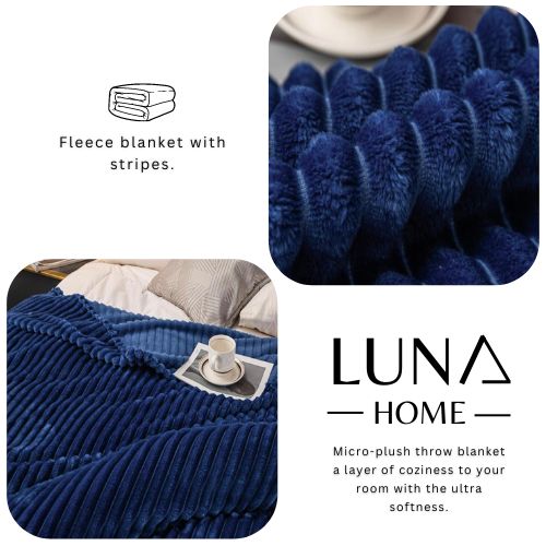 Throw Striped Blanket Super Soft, Blue Color. - BusDeals