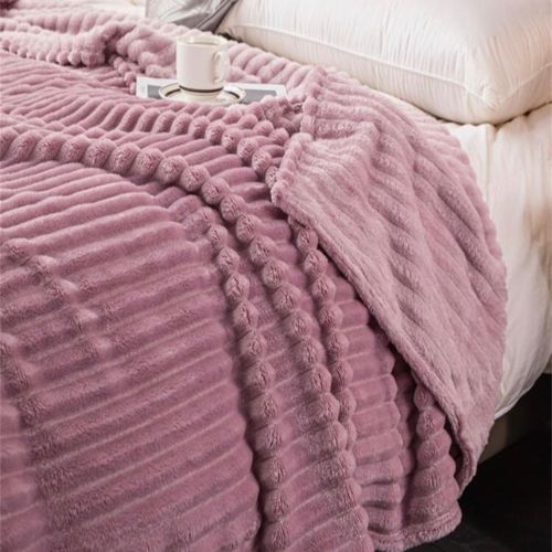 Throw Striped Blanket Super Soft, Purple Color. - BusDeals