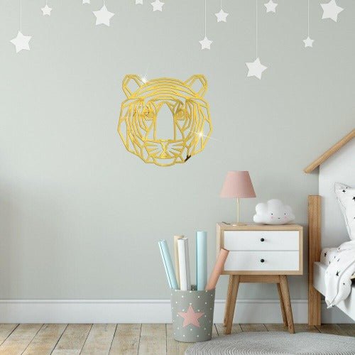 Tiger wall mirror stickers decal home decor, Gold color - BusDeals
