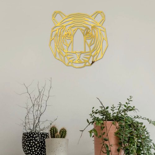 Tiger wall mirror stickers decal home decor, Gold color - BusDeals