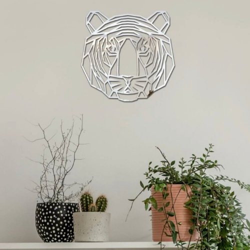 Tiger wall mirror stickers decal home decor, Silver color - BusDeals