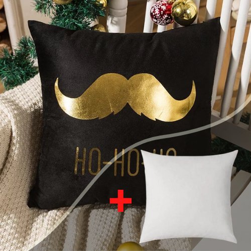 Trendy black and gold christmas design, Decorative cushion cover - BusDeals