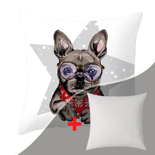 Trendy cute dog print, Decorative cushion cover - BusDeals