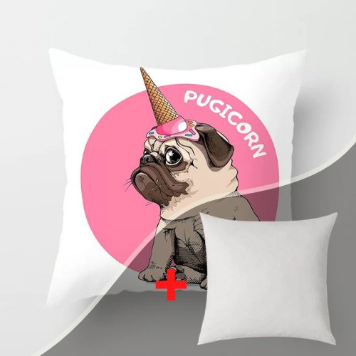 Trendy Pugicorn Doggy Design Cushion Cover. - BusDeals