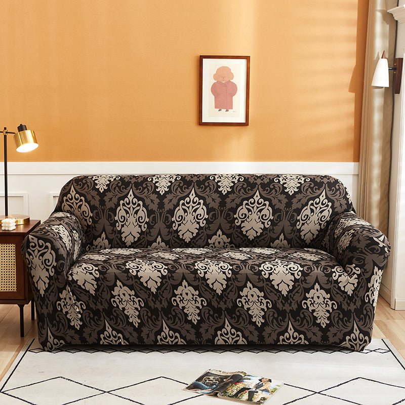 Two Seater Bohemia Design Brown Color, Smart Elastic Sofa Cover. - BusDeals