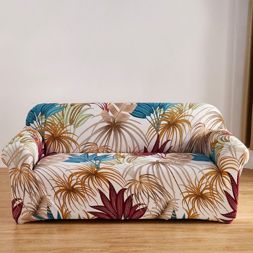 Two Seater Leaves Design, Stretchable Sofa Cover. - BusDeals