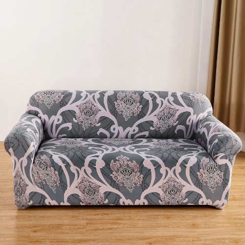Two seater stretchable sofa cover, Gray color bohemia design - BusDeals